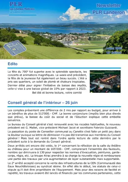 Newsletter juillet 2025